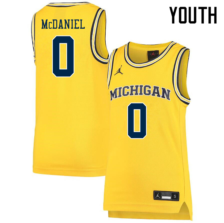 Youth #0 Dug McDaniel Michigan Wolverines College Basketball Jerseys Sale-Yellow - Click Image to Close
